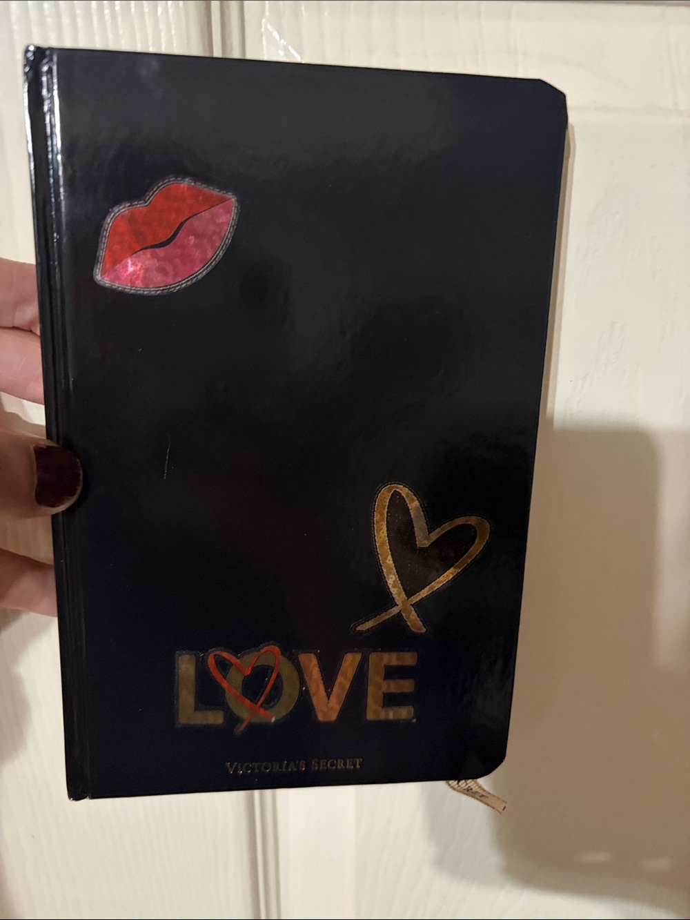 Victoria's Secret Black Notebook with Gold LOVE and Lip Accent